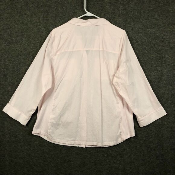 Croft & Barrow Blouse Womens XL Eyelet Lace Pale Pink Button Up L/SLV Pockets - Picture 3 of 9